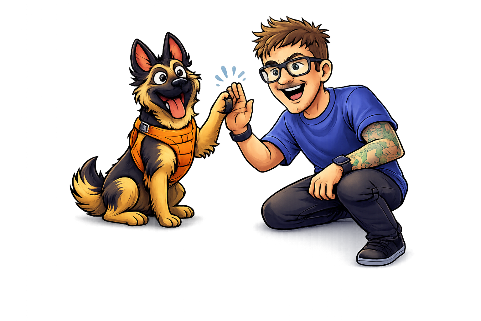 Trainer and dog illustration